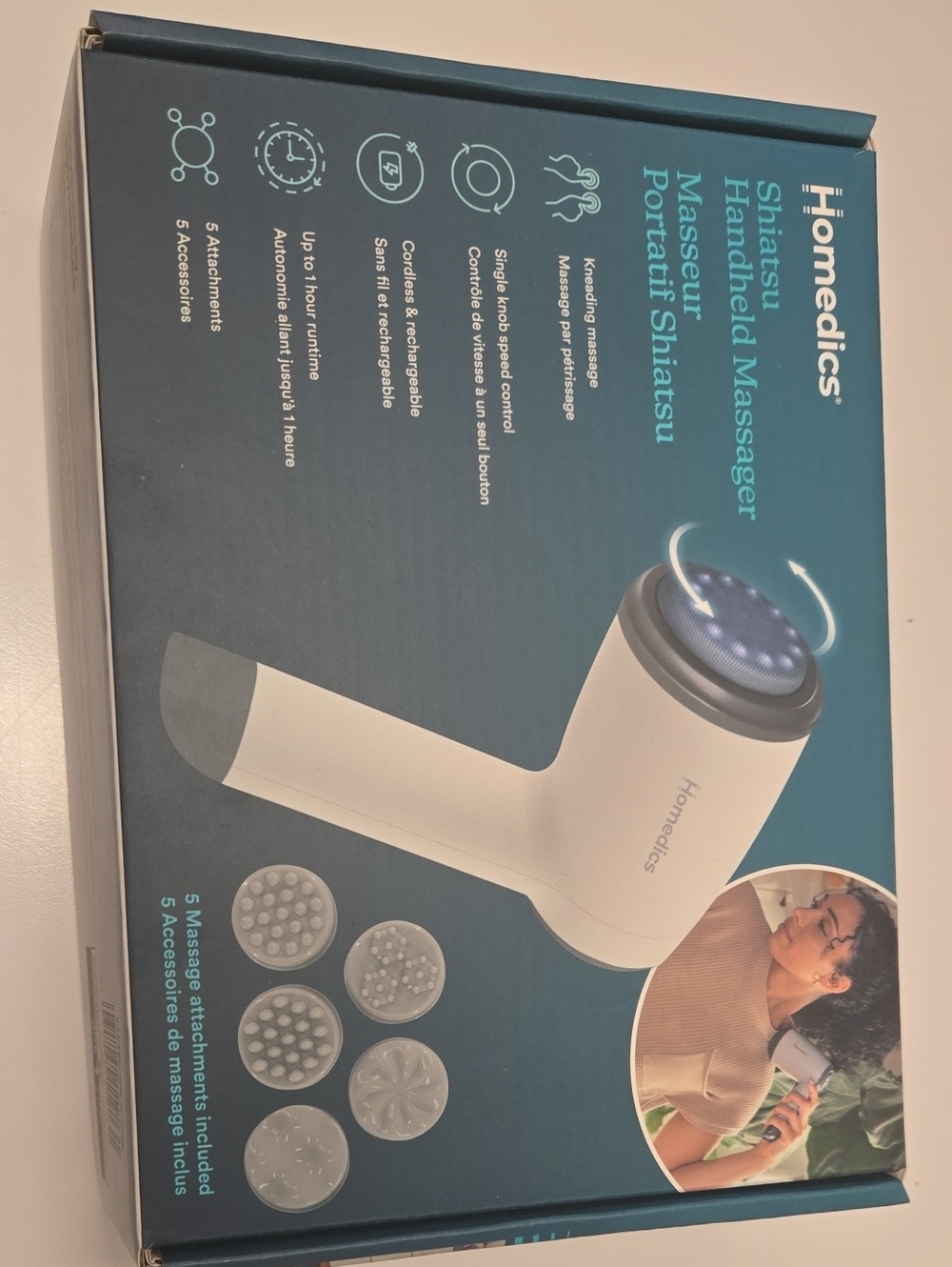 Homedics White and Black Portable Shiatsu Handheld Massager